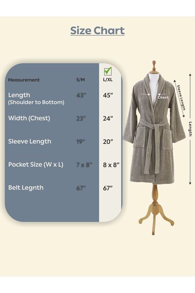 Donetella Unisex 100% Cotton Terry Bathrobe Large & Extra Large, 400 GSM, Ankle-Length with Shawl Collar