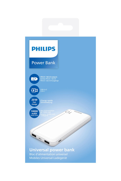 Philips - Dlp1810cw 10.000 Mah 37wh Powerbank 2xusb-a 2.1a Usb-c Çıkış Beyaz