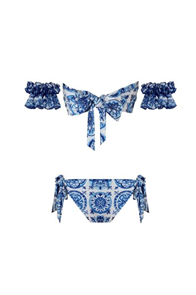 Nur Karaata Marigold Bleu Blanc Low Waist Bikini