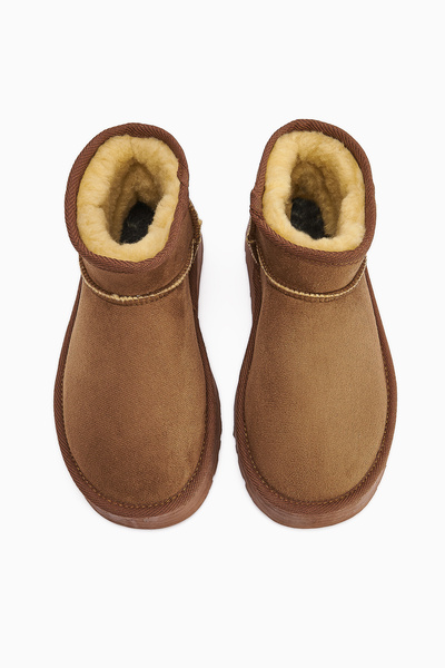 Limoya Κοντές γυναικείες μπότες Lilly-anne Tan Suede με γούνα στο εσωτερικό, γυναικείο μποτάκι