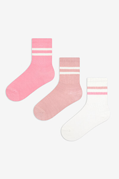 Penti Pinky Lines Girl's Tennis Socks Set of 3 - Multicolored