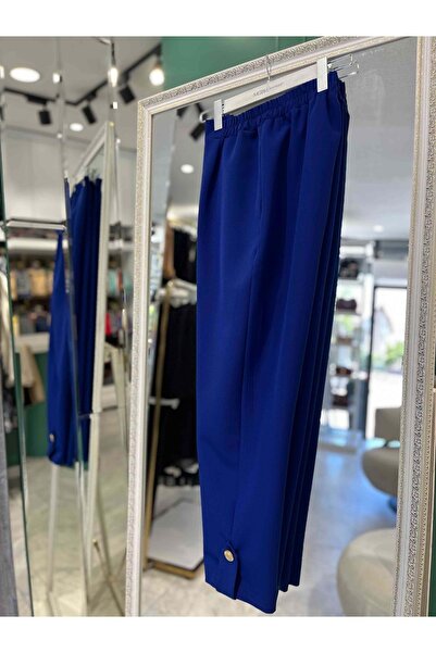 MERAM BUTİK Missemramiss Fabric Pants with Stone Detail - Saks Blue - 42