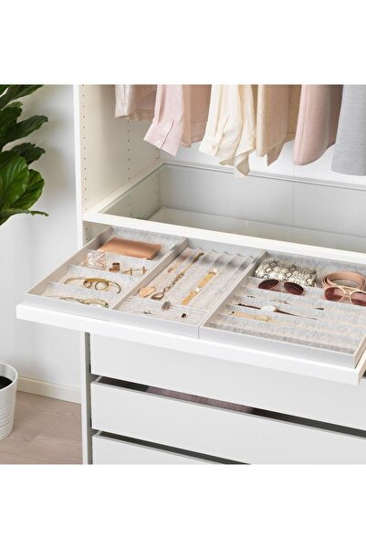 IKEA raf içi bölmeli ünite, açık gri, 25x53x5 cm