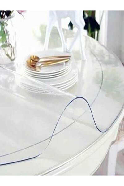 egeceyiz home Şeffaf 1,3 Mm Kalın Pvc Yuvarlak Masa Örtüsü