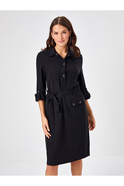 Faik Sönmez Kargo Cepli Metal Aksesuarlı Elbise 68301