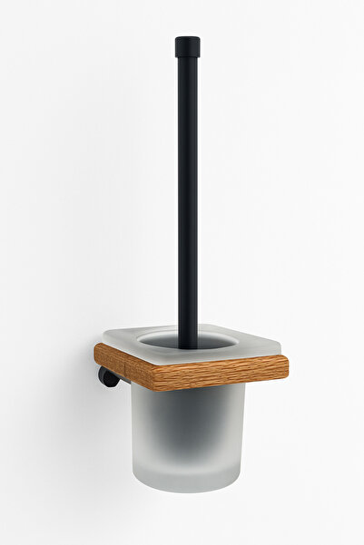 drk Adnoss Luxury Cypress Mounted Toilet Brush Black Brass Wood - Wooden Black