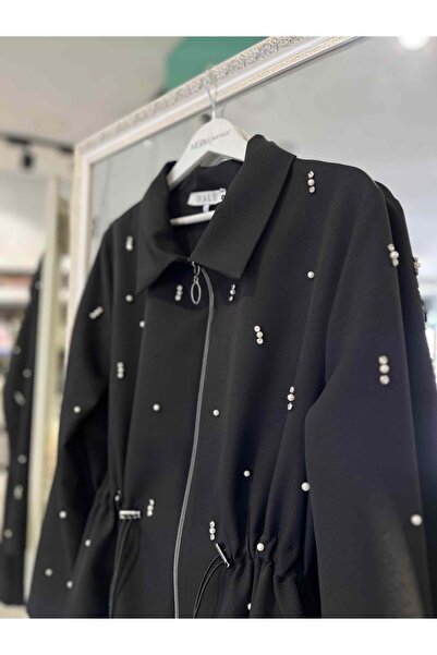 MERAM BUTİK HALE CEKET DOUBLE İNCİLİ - SİYAH - 3