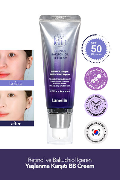 Lamelin Retinol ve Bakuchiol İçeren Doğal Kapatıcı Parlak Bitişli Yaşlanma Ka...