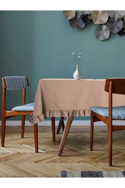fersuay مفرش طاولة مكشكش من الكتان والقطن من بولدان