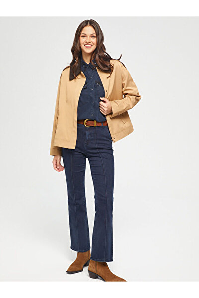 Faik Sönmez Kadife Yakalı Kısa Trençkot 67545