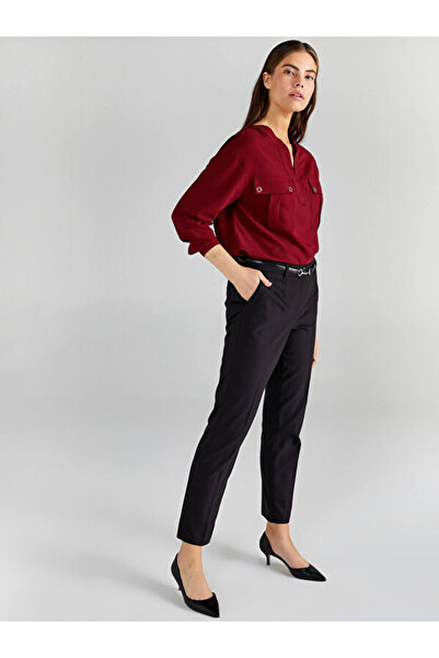 Faik Sönmez Kadın Siyah Slim Fit Chino Pantolon 00075
