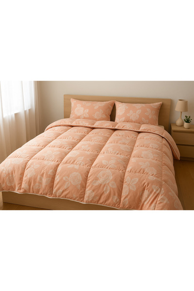 Boema Home Deco Duvet with goose down and feather, 140 x 200 cm, Pink with silver roses