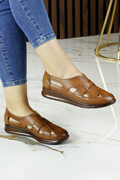 Erkan Saçmacı Aida Taba Справжня шкіра теляча з вирізами та еластичною підкла...