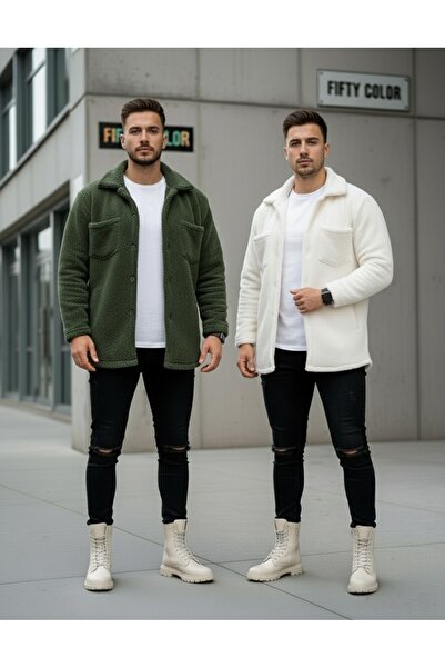 Fifty Color Унісекс біла та хакі плюшева кофта-сорочка