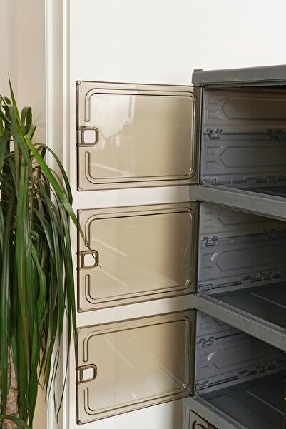 EVLE 6 Katlı Katlanabilir Ayakkabılık, Modüler Ayakkabı Dolabı, Portatif Düzenleyici,Antrasit