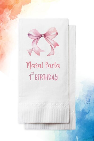 nna tasarım 50 Adet Kişiye Özel Isim Baskılı Kız Doğum Günü Peçetesi (P111-50)