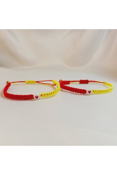 Crystal Atelier Yellow Red Heart Handmade Macrame Bracelet – Adjustable Gift ...