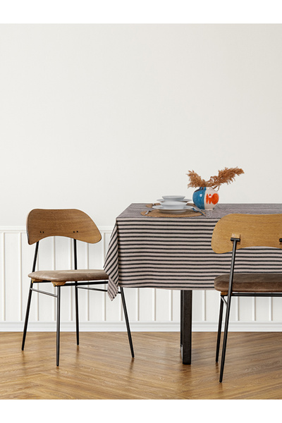 fersuay مفرش طاولة من الكتان الطبيعي من القطن المخطط