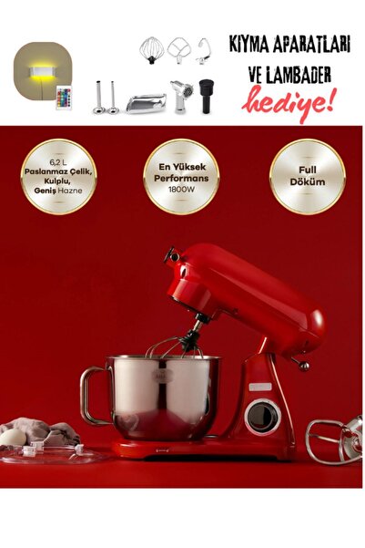 Karaca 2İN1 Hamur Yoğurma Kıyma Çekme 1800W Güç 6,2 LT Geniş Hacimli FULL DÖK...