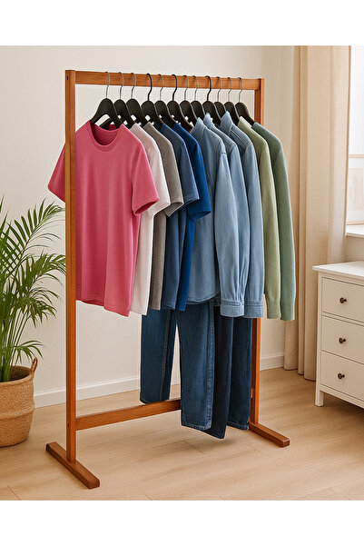 sevenstyles Roma Doğal Ahşap Konfeksiyon Askısı Ayaklı Askılık