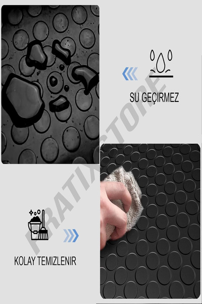 Pratixstore Oto Paspas & Zemin Kaplama Muşambası %100 PVC, Su Geçirmez Kaymaz Yer Döşemesi