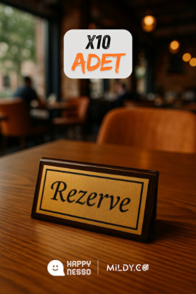 Happynesso Masa Yazısı Serisinden SİYAH Pleksi Üstü TEK Yön GOLD Metal "REZERVE" - 100 Mm X 50 Mm - 10 Adet