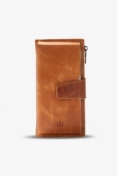 Getto Deri Zoe Telefon Hazneli Hakiki Deri Kişiye Özel İsim Baskılı Cüzdan
