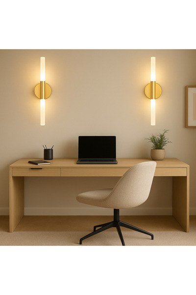 SMAYLİNG Gold Kaplama Şarjlı Çubuk Model Aplik Modern Duvar Lambası, Dekoratif Işık