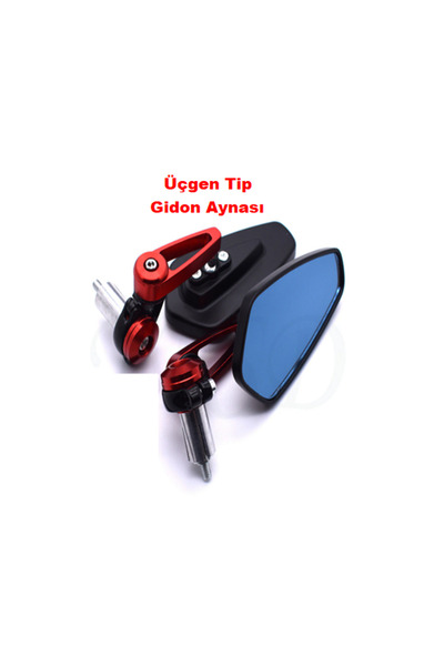 İNSİGMA Motosiklet Gidon Ayna Seti Kırmızı Tüm Motorlara Uyumlu (MAVİ CAM) Kı...