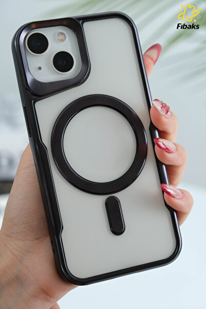 Fibaks İphone 13 -14 - 15 Kılıf Prizma Kamera Çıkıntılı Magsafe Şarj Destekli Mat Renkli Şeffaf Kapak