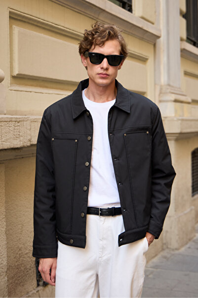 Danger Чоловічий модельний капюшонний пальто-жакет чорний