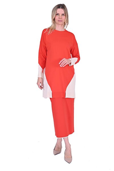 Invee Gometric Knitwear Tunic Oranj