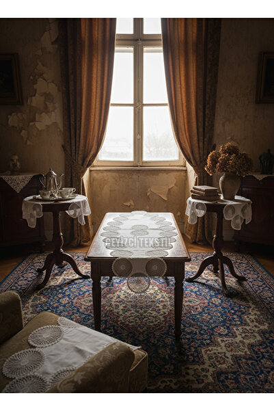 Çt Çeyizci Tekstil Кадифевий комплект для вітальні - 5 предметів, скатертина ...