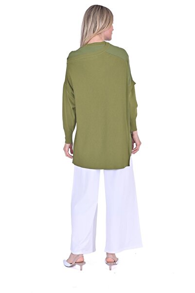 Invee Körüklü Triko tunik YAĞYEŞİLİ