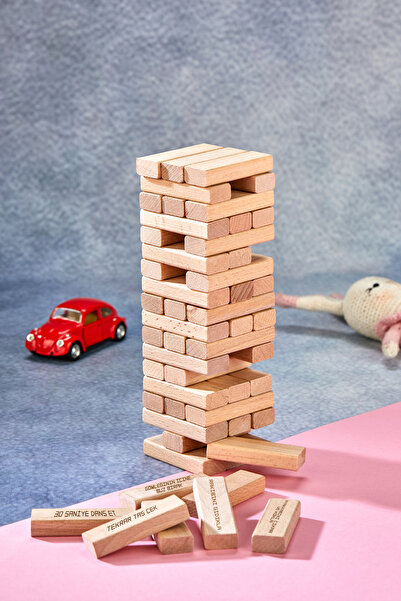 TOTTERİQ Cezalı jenga Eşşek şakaları versiyonu eğlenceli denge oyunu 54 parça