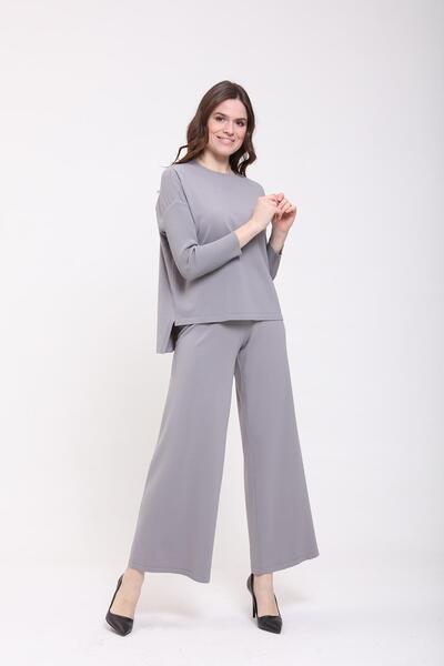 Invee Прямі трикотажні штани сірі