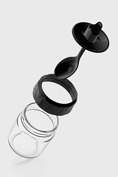 Renga Lexa 210 ml Glass Spice Jar with Spoon 161019 Black