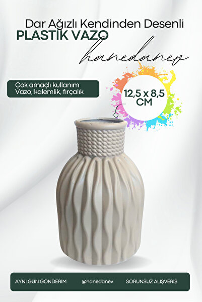 Hanedanev Vază din plastic cu gură îngustă și design decorativ - Suport multi...