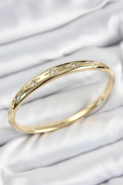 Lisinya Brass Zircon Stone Pole Star Model Gold Color Women's Handcuffs - Tygoo