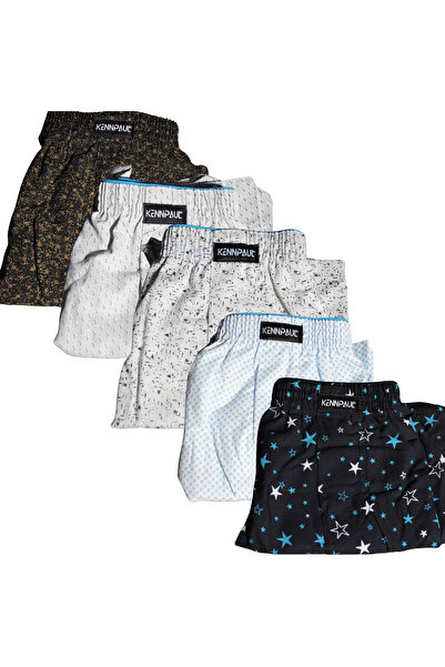 KENN PAUL Συσκευασία 5 ανδρικών μπόξερ ποπλίνα 100% βαμβάκι μεγάλου μεγέθους