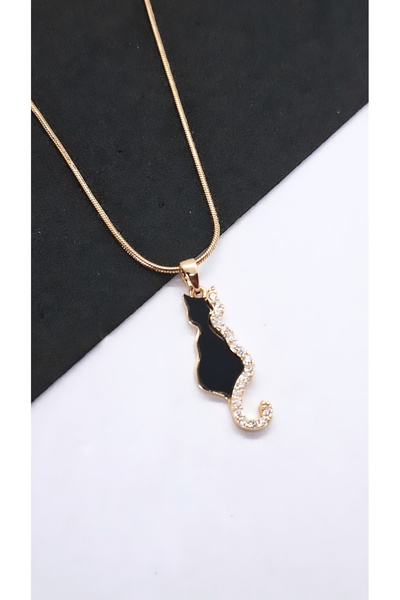Serenity Steel Necklace with Sitting Cat Figure