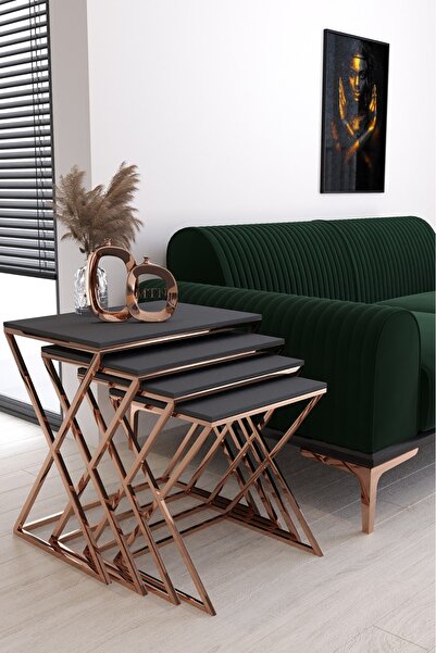 Genel Markalar X ZİGON 4'lü Kare Zigon Bakır Kaplama Antrasit Mebran Mdf