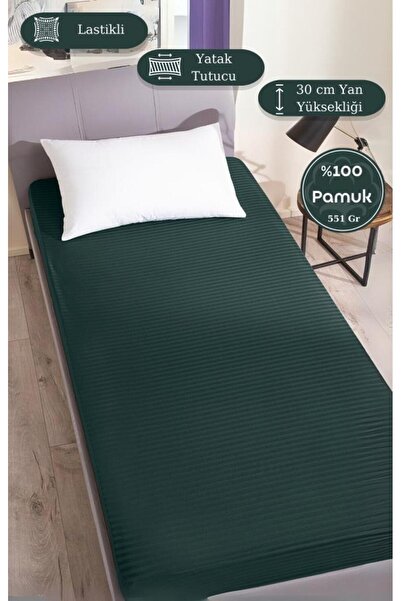 Karna Home Bed Sheet Stripe Satin Plain Elastic Wide Size