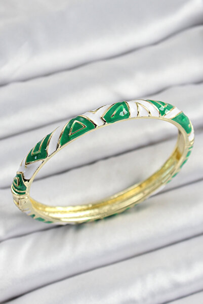 Lisinya Mineli Brass Green and White Motif Women's Handcuffs - Tygoo