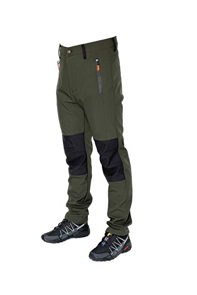 DRC Outdoor Kışlık Haki Siyah Softshell Motorcu Pantolonu – Su ve Rüzgar Geçirmez Polar İçli