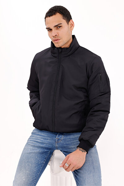 Montland Jachetă sezonieră pentru bărbați, căptușită în negru, rezistentă la ...