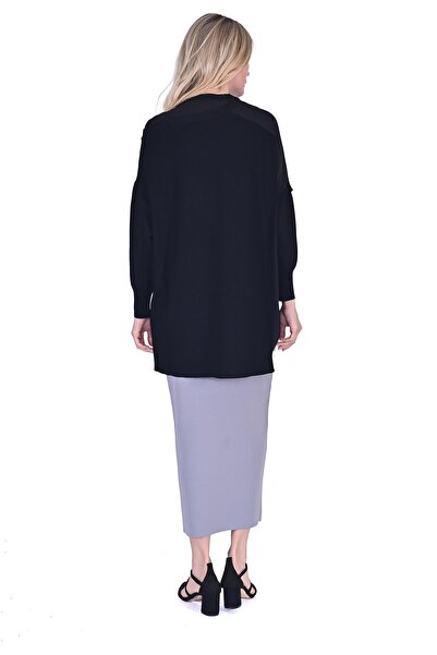 Invee Körüklü Triko Tunik Siyah