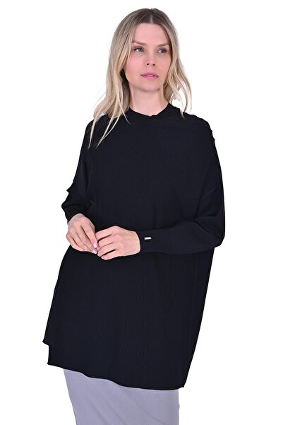 Invee Körüklü Triko Tunik Siyah