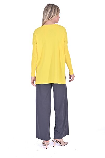 Invee Sıkma Kol Triko Tunik SARI