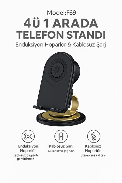 qasul F69 4’ü 1 Arada Telefon – Tablet Standı Kablosuz Şarj Cihazı & Endüksiy...